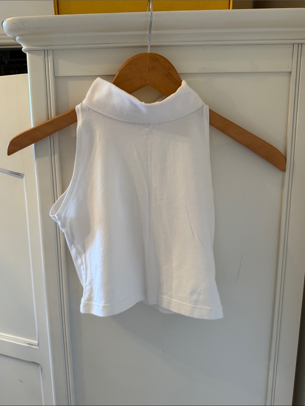 American Apparel White Sleeveless Turtleneck Crop Top